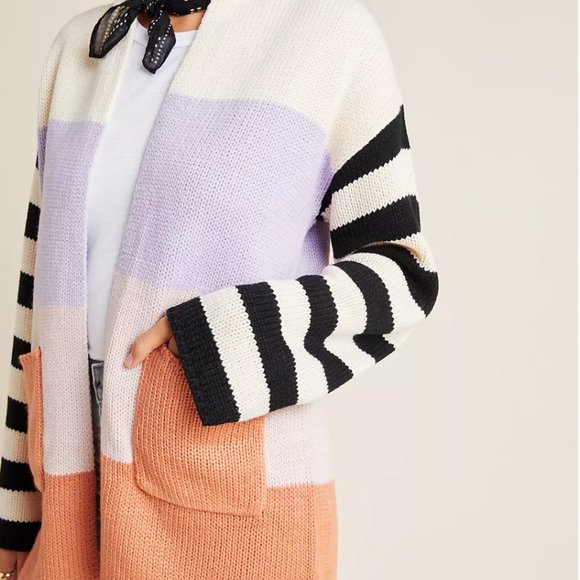 Anthropologie Sadie Striped-Sleeve Cardigan Size Small - Picture 2 of 5